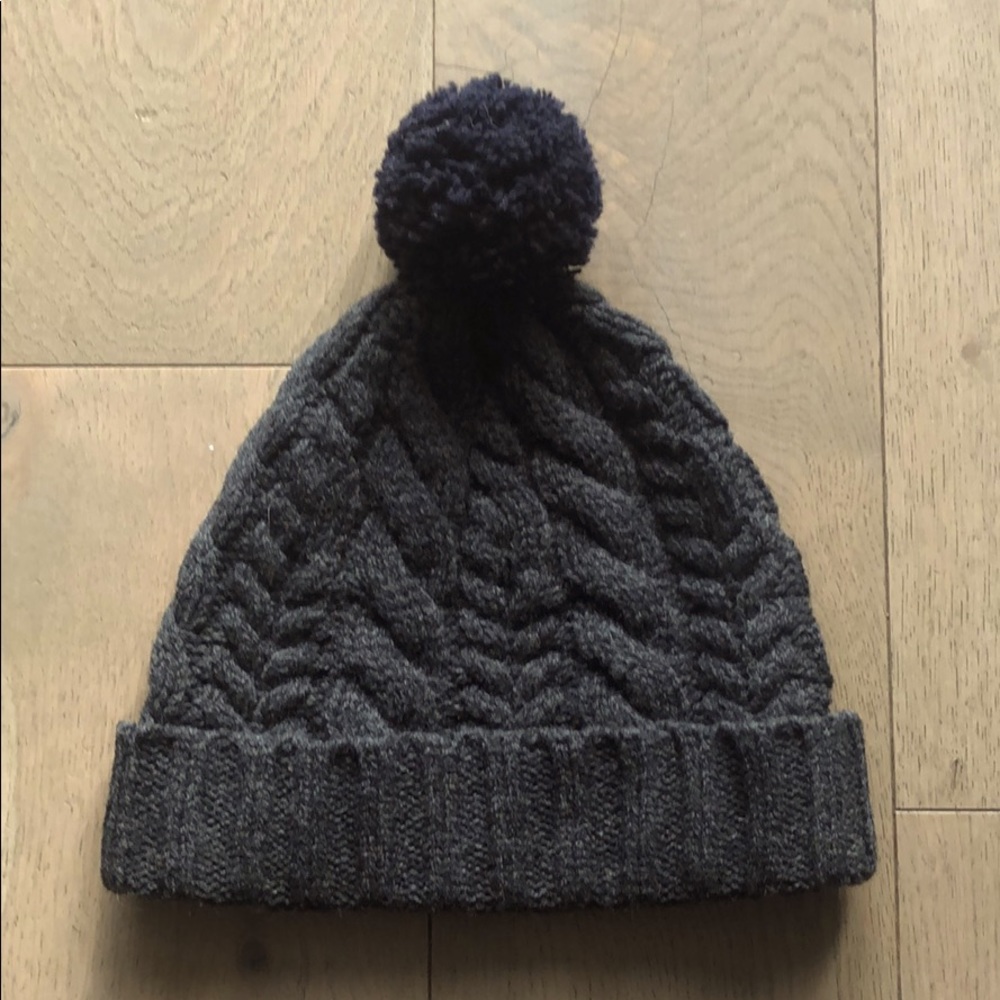 J.Crew Lambswool Cableknit Beanie with PomPom